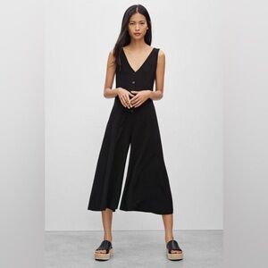 Aritzia Talula Ovington Black Rayon Wide Leg Cropped Jumpsuit